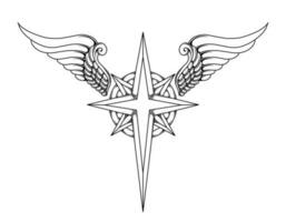 Vector cross with angel wings tribal tattoo