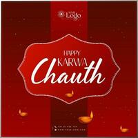 Happy karwa chauth wishes background design, Vector Illustration