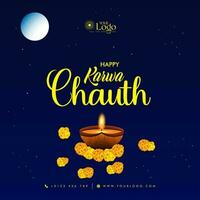 Happy karwa chauth wishes background design, Vector Illustration