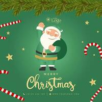 Merry Christmas background decorated with christmas tree and santa claus. vector