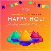 Colorful gulaal powder color Indian festival for happy holi card vector