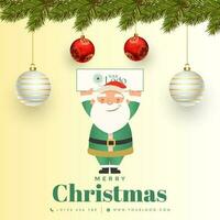 Merry Christmas background decorated with christmas tree and santa claus. vector