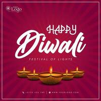 Happy Diwali decorative festival wishing card vector design