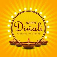 Happy Diwali decorative festival wishing card vector design