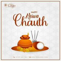 Happy karwa chauth wishes background design, Vector Illustration