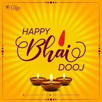 Happy Bhai Dooj Indian festival of brother sister vector