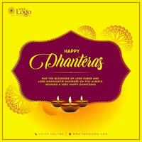 Happy dhanteras decorative festival wishing card vector