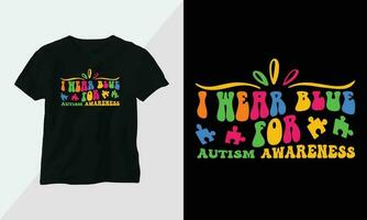 Autism t-shirt design concept. all designs are colorful and created using ribbon, puzzles, love, etc vector