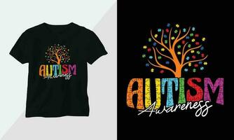 autismo camiseta diseño concepto. todas diseños son vistoso y creado utilizando cinta, rompecabezas, amar, etc vector