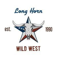 vector of long horn skull on america star design perfect for t-shirt , print etc