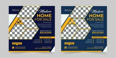 Modern real estate house sale and home rent advertising square Social media post and promotion ads discount banner vector template design.