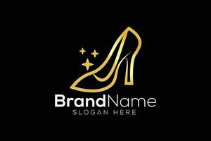 Golden ladies shoe logo design template vector