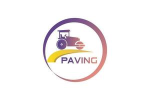 Paving machine logo design template vector