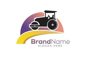 Paving machine logo design template vector