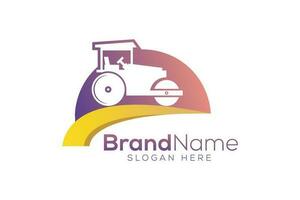 Paving machine logo design template vector