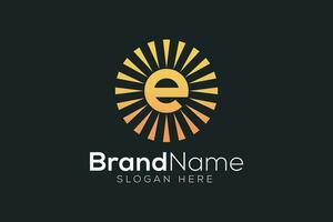 Letter E sun logo design template vector