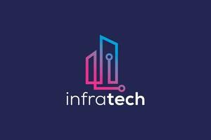 Infra tech home and gear logo design vector template