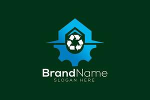 Home recycle gear logo design vector template