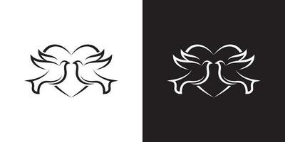 Minimal two Dove love logo design vector template