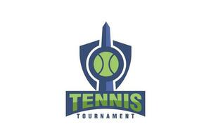 Tennis Tournament and Washington Monument logo design vector template