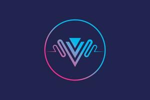 Colorful letter V V microphone wave logo design vector template