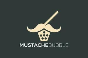 Bigote burbuja té logo diseño vector modelo