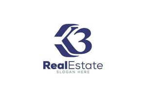 Letter k 3 Real Estate logo design vector template