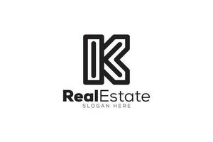 Minimal Letter k Real Estate logo design vector template