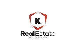 Minimal Letter k Real Estate logo design vector template