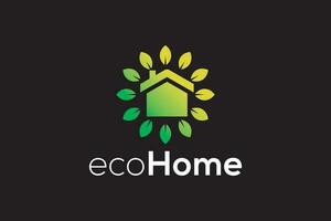 eco hogar hoja icono logo diseño vector modelo