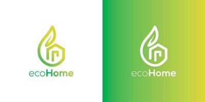 eco hogar hoja icono logo diseño vector modelo