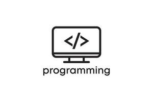Programming coding icon logo design vector template