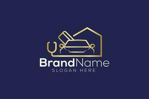 Luxurious car and home doctor Gold Logo design vector template