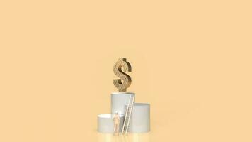 The gold dollar symbol on white podium for business concept 3d rendering photo