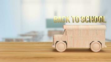 The wood school bus no table 3d rendering photo