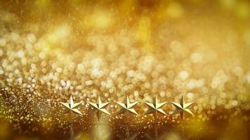 The gold star on bokeh background 3d rendering photo