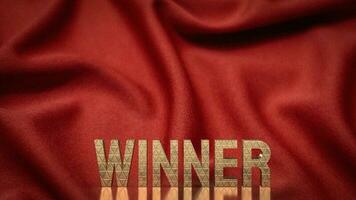 The gold winner text on red background concept 3d rendering photo