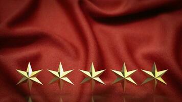 The gold star on red background 3d rendering photo