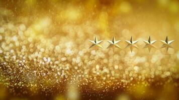 The gold star on bokeh background 3d rendering photo