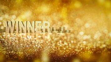 The gold winner text and coins for background concept 3d rendering photo