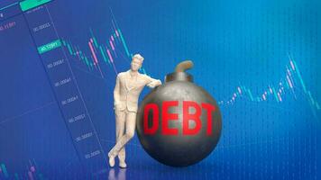 The man and debt bomb for business concept 3d rendering photo