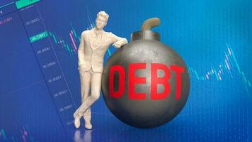 The man and debt bomb for business concept 3d rendering photo