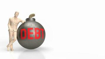 The man and debt bomb for business concept 3d rendering photo