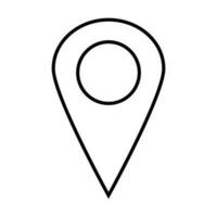 thin line pin point, GPS location symbol, map pointer flat design style vector icon on white background