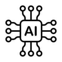 Artificial intelligence AI processor chip vector icon symbol for graphic design, logo, website, social media, mobile app, UI illustration