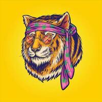 Bohemian tiger head beautiful animal logo illustrations vector illustrations for your work logo, merchandise t-shirt, stickers and label designs, poster, greeting cards advertising business company