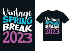 Vintage Spring Break 2023 illustrations for print-ready T-Shirts design vector