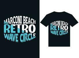 Marconi Beach Retro Wave Circle illustrations for print-ready T-Shirts design vector