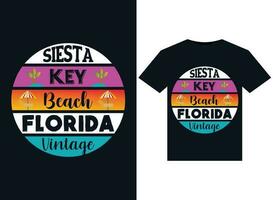 Siesta Key Beach Vintage Style illustrations for print-ready T-Shirts design vector