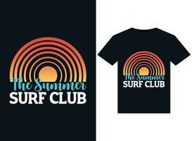 The Summer Surf Clubillustrations for print-ready T-Shirts design vector